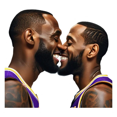 Lebron James smooching Kendrick Lamar’s face sticker