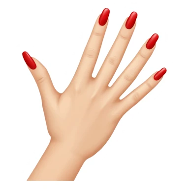 Side view of a hand with the index finger and thumb touching together as if clapping. The fingernails are long and painted. sticker