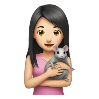 Asian girl with rat sticker