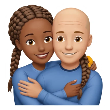 Bald white guy hugging black female friend with braids sticker