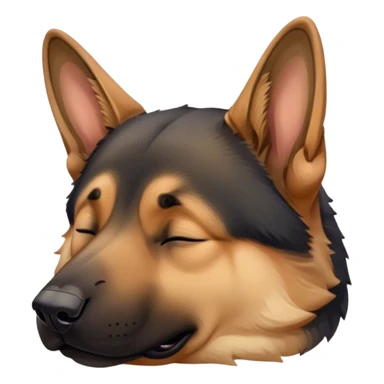 Cinematic Chubby Sleeping German Shepherd Portrait Emoji, Chubby and serene, with a round, unexpectedly soft build and a dense, glossy coat of tan and black, eyes gently closed in peaceful slumber, Simplified yet irresistibly endearing features, highly detailed, glowing with a gentle, drowsy glow, high shine, relaxed and content, stylized with a touch of whimsy, bright and heartwarming, soft glowing outline, capturing the essence of a loyal guardian in a comically sleepy state, so adorable it feels like it could roll out of the screen and snore with charming might! sticker