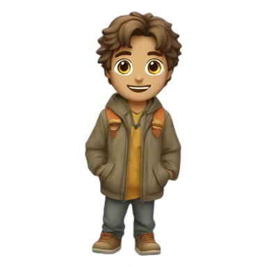 leon antropomorfisado vestido de estudiante y sacando fotocopias sticker