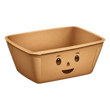 create an emoticon of a retangular bowl made of kraft paper, 
The lunch box should be the most similar to this real one..
https://i.postimg.cc/FKcHz1tk/Screenshot-2025-11-11-alle-16-06-29.png

Can get more images of the bowl from this instagram account https://www.instagram.com/chefaporterbr/ sticker