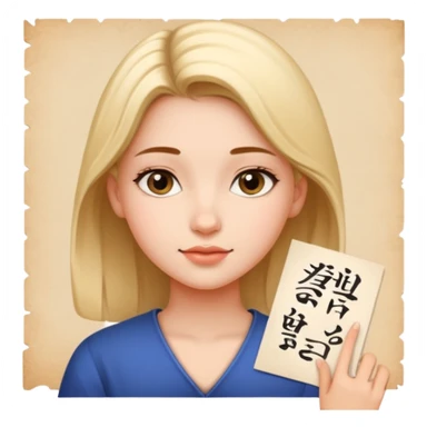 girl with Calligraphy on the paper sticker