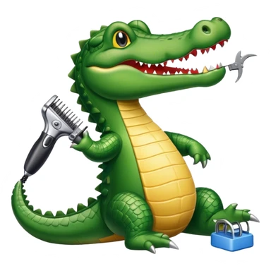 Alligator with hair clippers sticker