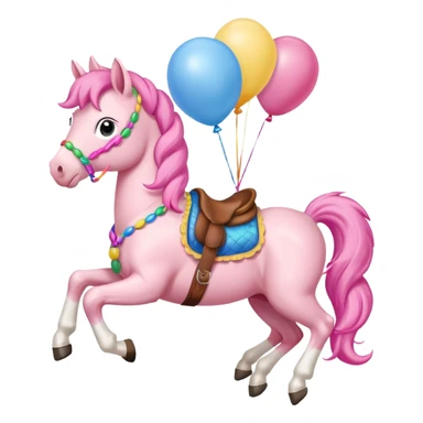 pinky pie mlp holding colorful balloons tied to its saddle, looking cheerful. sticker