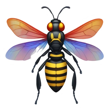 German black red yellow Wasp blue iridescent wings sticker