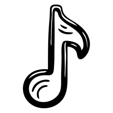 music icon, hand-drawn black outlined style sticker