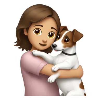 white dark brown haired girl hugging jack russell terrier sticker