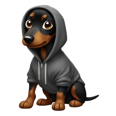 Black and brown Daushund wearing a hoodie  sticker