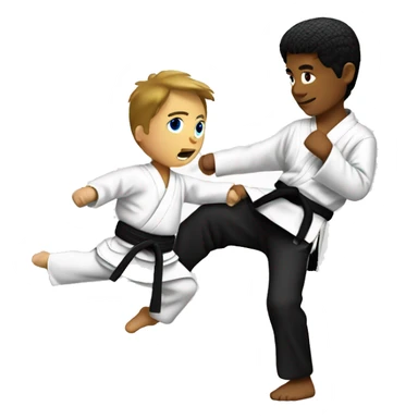 Karate kid kicking his teacher sticker