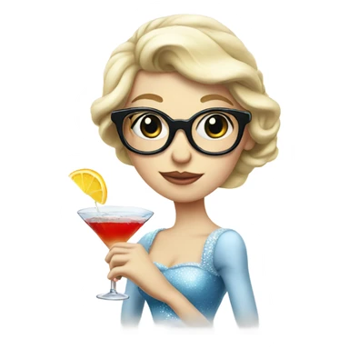 Pale Cinderella wearing glasses drinking a cocktail  sticker