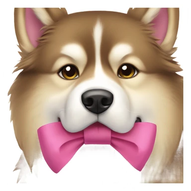 Red Alaskan Malamute dog with a pink bow sticker
