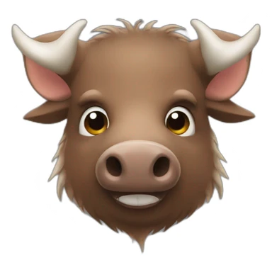 furries brown boar with white tusks sticker
