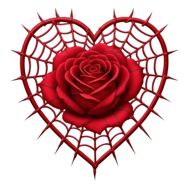 heart with a dark rose and spiderweb sticker