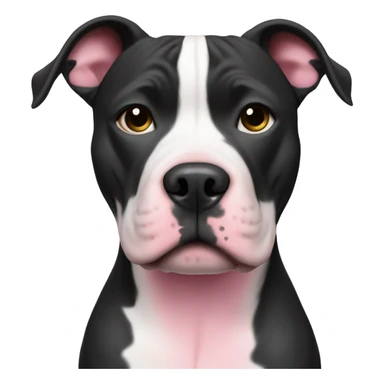 Pitbull with half black face half white face with pink collar  sticker