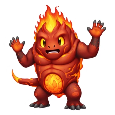 a mystical fast lava creature without arms with molten lava on its head and some rocky shoulders sticker