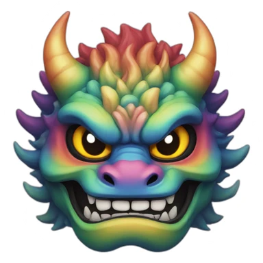 oni rainbow dragon japanese mask sticker