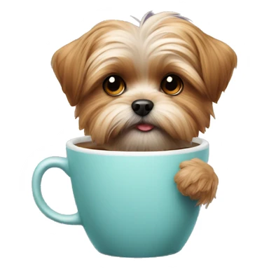 Shorkie with Coffe cup sticker