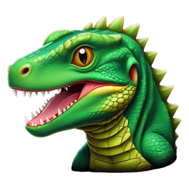 Cinematic Comical Komodo Dragon Lizard Portrait Emoji, Head tilted dramatically with an exaggeratedly shocked expression, featuring a robust, scaled body with wide, comically expressive eyes full of humorous disbelief, Simplified yet hilariously expressive features, highly detailed, glowing with a slightly sassy glow, high shine, dramatic yet playful, stylized with an air of quirky exotic attitude, soft glowing outline, capturing the essence of a meme-worthy Komodo dragon that looks ready to side-eye its way into viral fame! sticker