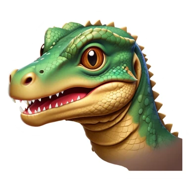 Cinematic Comical Komodo Dragon Lizard Portrait Emoji, Head tilted dramatically with an exaggeratedly shocked expression, featuring a robust, scaled body with wide, comically expressive eyes full of humorous disbelief, Simplified yet hilariously expressive features, highly detailed, glowing with a slightly sassy glow, high shine, dramatic yet playful, stylized with an air of quirky exotic attitude, soft glowing outline, capturing the essence of a meme-worthy Komodo dragon that looks ready to side-eye its way into viral fame! sticker