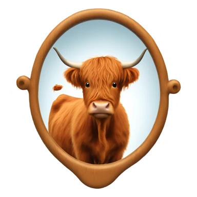 A ginger highland cow, looking into a mirror  sticker