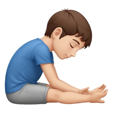 Man with short brown hair in child’s pose sticker