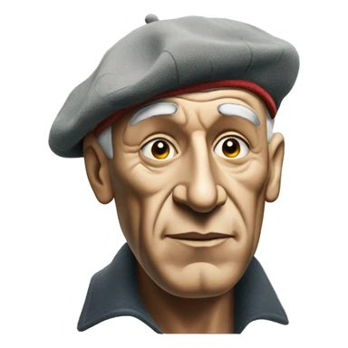 Pablo picasso with brush and beret sticker