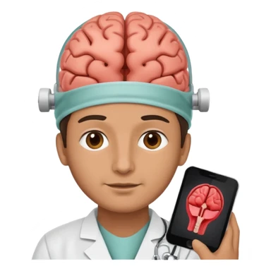 neurosurgeon showing a brain scan to patient, apple emoji style sticker