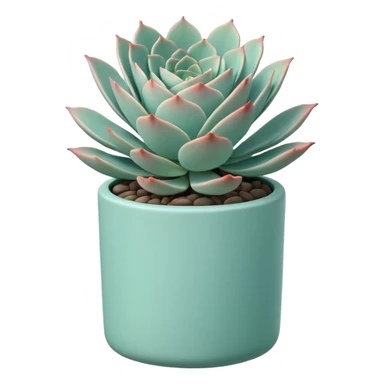 A ceramic pot in a pastel turquoise color, shaped like a cylinder, the pot is tall and contains an Echeveria 'Painted Nodulosa' plant. sticker