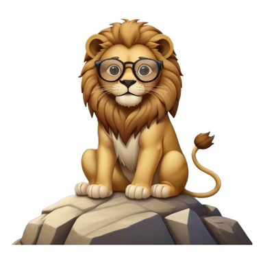 a lion with cool glasses chilling on a mountain top sticker