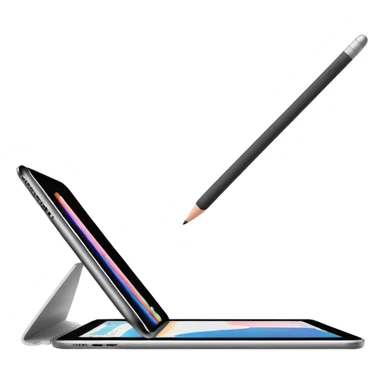 iPad Pro 11-inch facing forward minimal background with Apple Pencil sticker