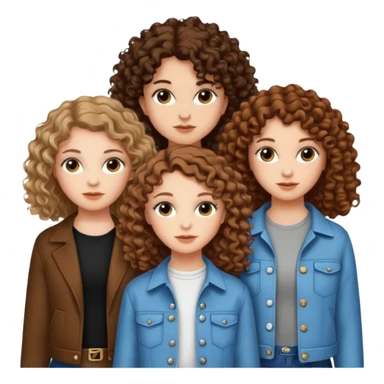 3 white girls, all of off this with brown hair but one whit straight one whit curly and one whit very curly(aesthetic)and chic clothes y2k, this girl have around 14 years sticker