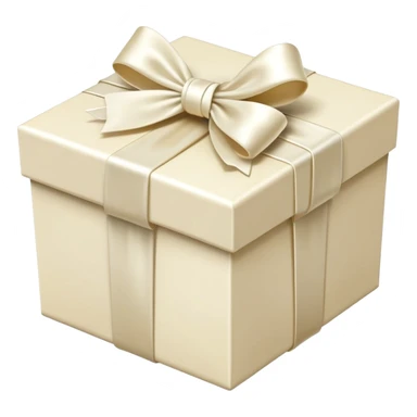 Realistic ivory gift box with ivory bow sticker