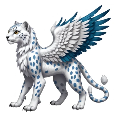 Albino white-furred Snow-Leopard-Gryphon-griffin-chimera-hybrid, full body sticker