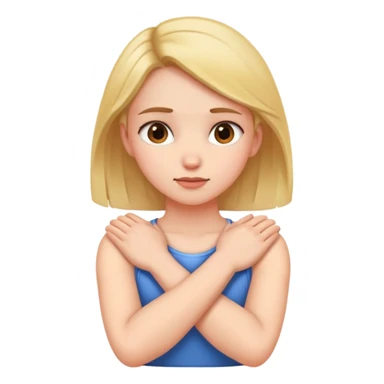 girls arms crossed over her chest grabbing her neck sticker