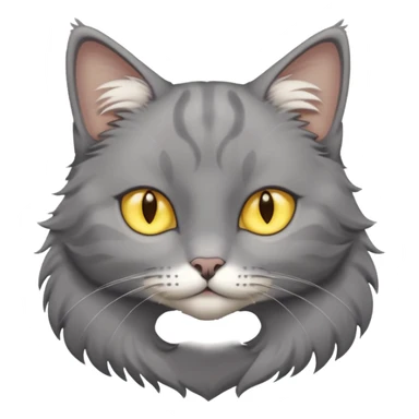 A gray cat with yellow eyes named max he is very cute and has a white spot on his neck sticker