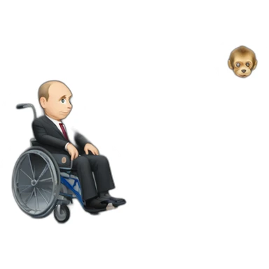 Very sad Vlaadimir Putin monke in elevator in wheelchair sticker