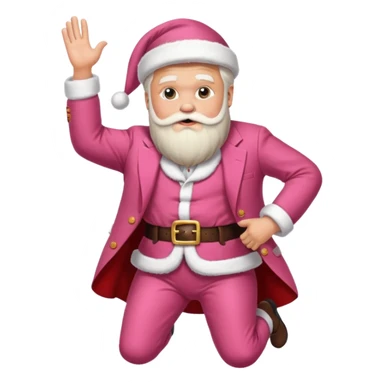 santa claus in a pink suit flying on donald trump sticker