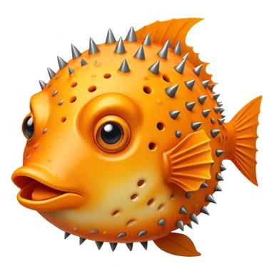 All Orange Blowfish facing forward with spikes out sticker
