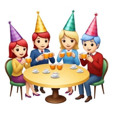 people having a tea party, cheerful sticker
