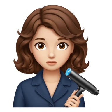 generate a girl with brown hair while curling it sticker
