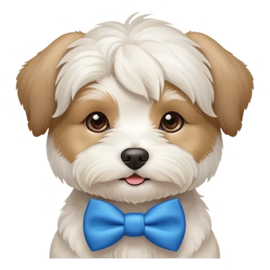 Small white havanese dog with a blue bow tie  sticker