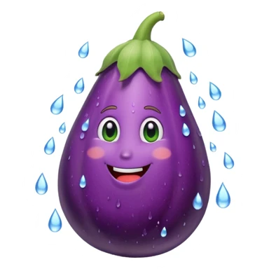 an eggplant taking a shower sticker