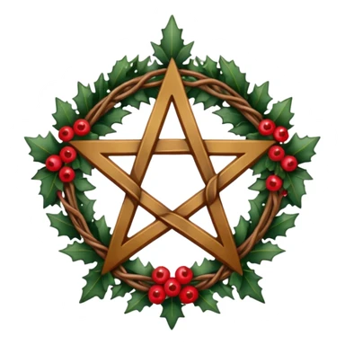 yule pentacle, evergreens, berries sticker