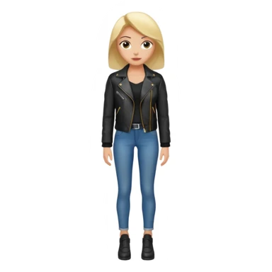 Women in leather jocket, full body, different color sticker