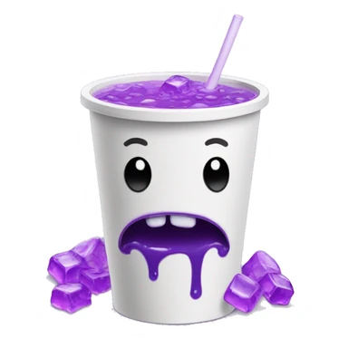 double white styrofoam cup filled with purple ooze and ice cubes sticker