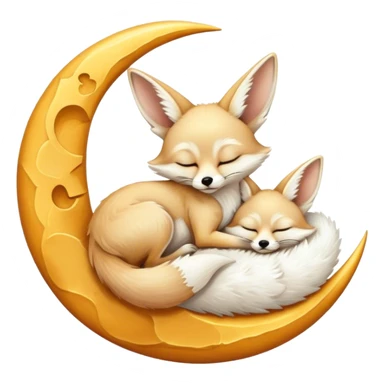 fennec sleeping on a moon sickle  sticker