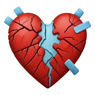 Un corazón roto con grietas  sangrando y expulsando sangre rodeado de vendas y tiritas que se despegan sin hacer efecto SIN CARA sticker
