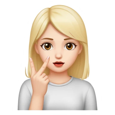 girl with a middle finger up and other hand on face sticker